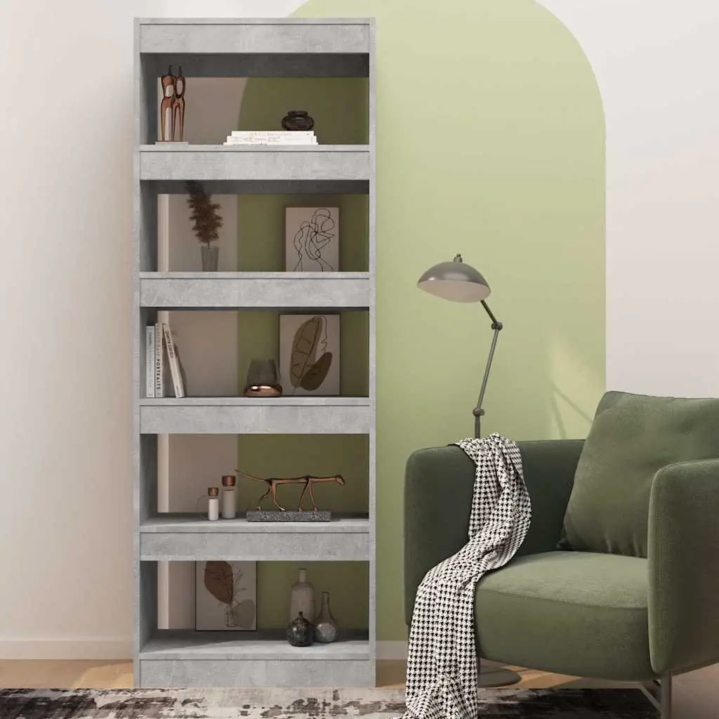 Book Cabinet Room Divider Grey 60x30x166cm Engineered Wood Shelving Storage