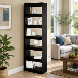 Black Wooden Book Cabinet Room Divider Shelving Unit Storage Organiser