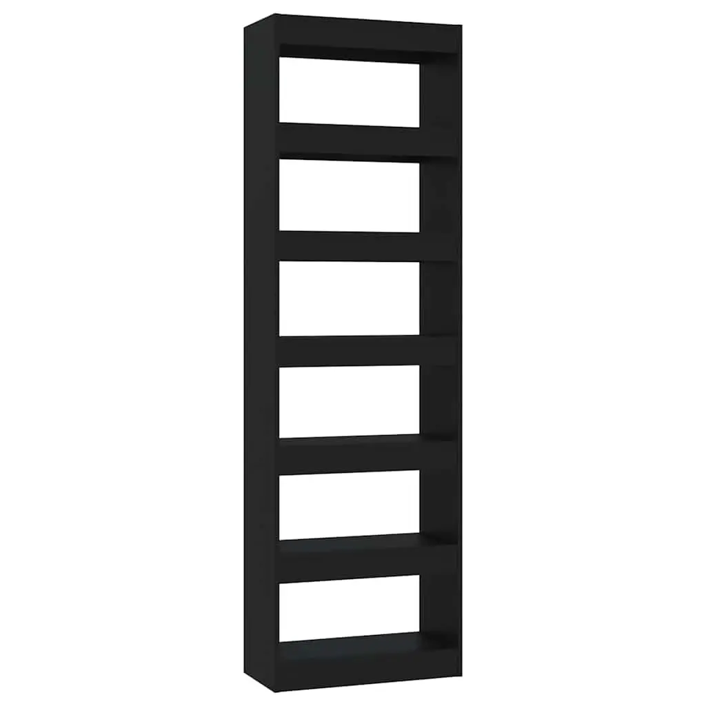 Wooden Room Divider Storage Unit Black 60cm Width 30cm Depth 198cm Height Shelving Cabinet
