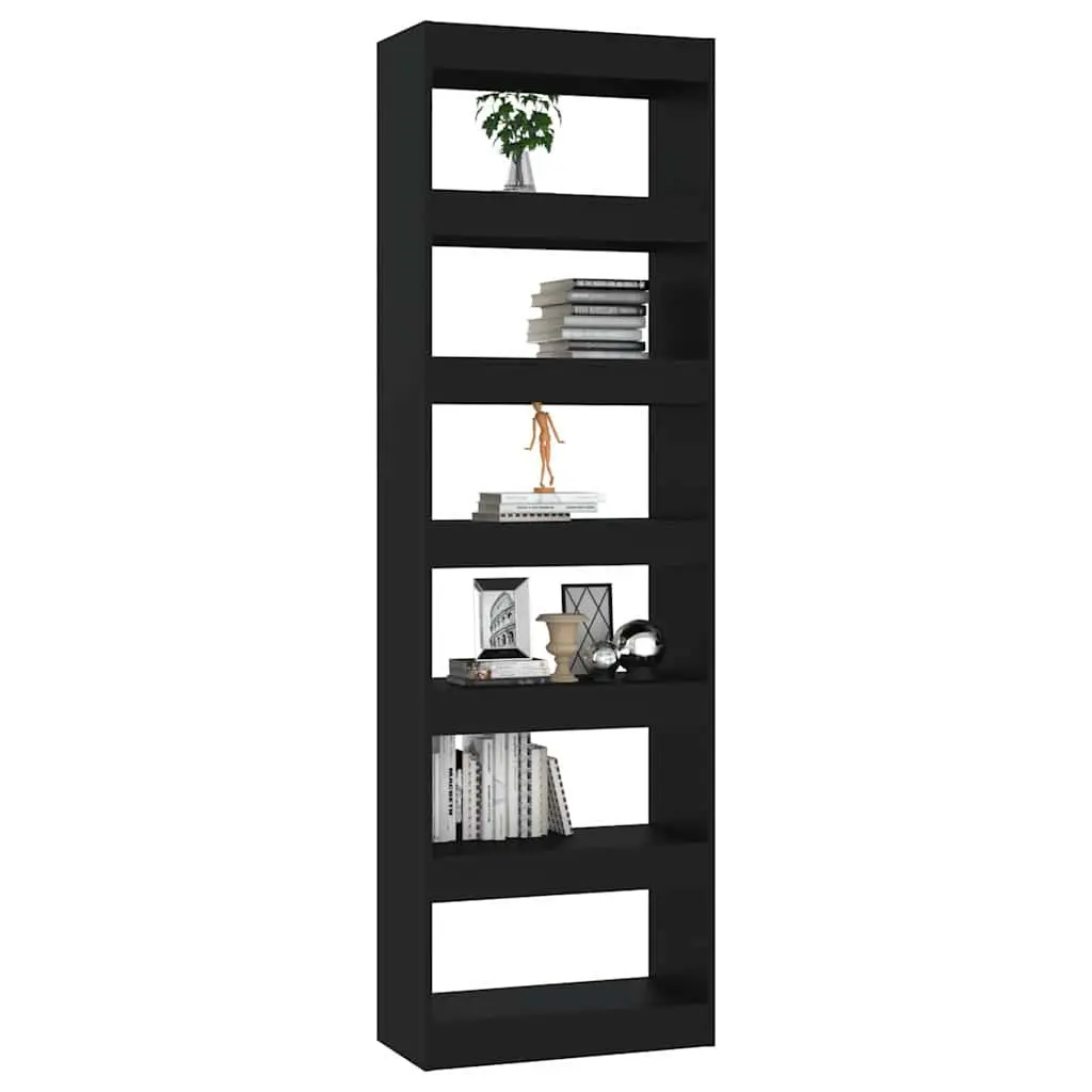 Wooden Room Divider Storage Unit Black 60cm Width 30cm Depth 198cm Height Shelving Cabinet
