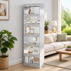 Book Cabinet Room Divider Shelving Unit Storage Grey 60x30x198cm Bookcase