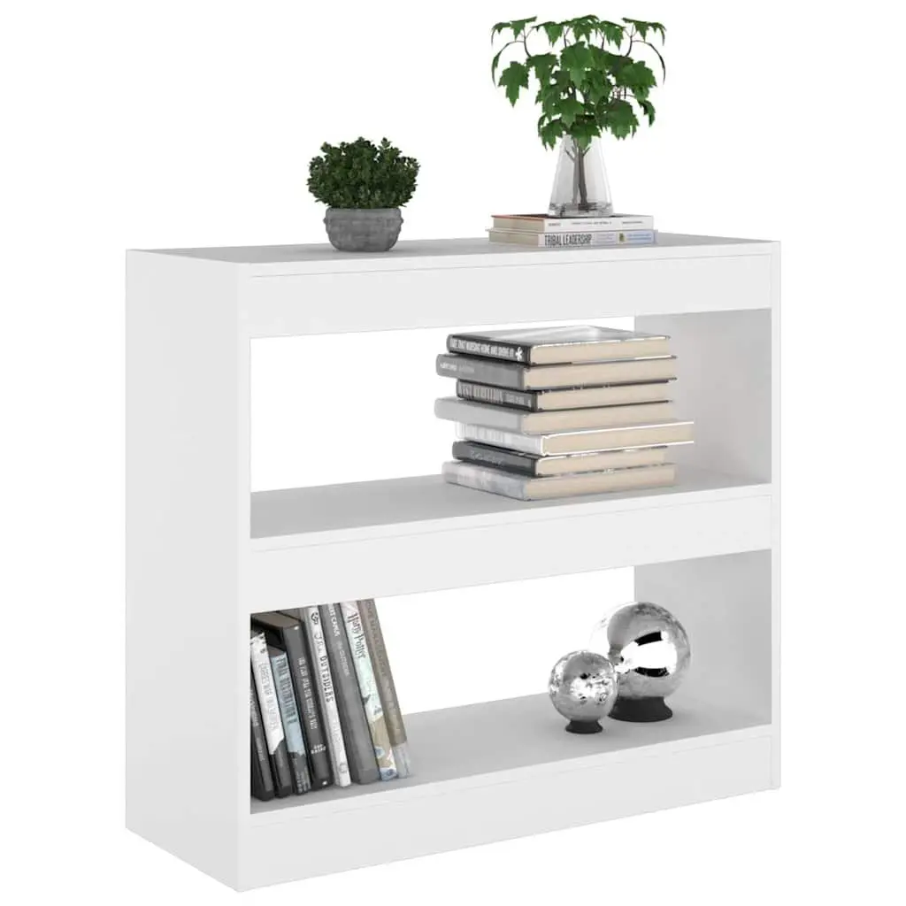 Book Cabinet Engineered Wood 80W x 30D x 72H cm White Shelving Storage Room Divider