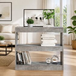 Book Cabinet Room Divider Grey Shelving Storage Bookcase Standing Shelf