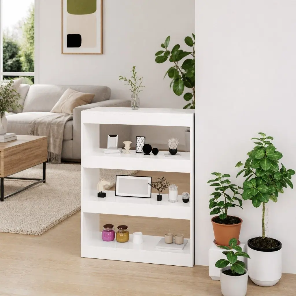 Book Cabinet Engineered Wood 80x30x103cm High Gloss White Storage Shelving Unit
