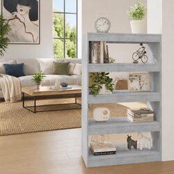 Book Cabinet Room Divider Shelving Unit Grey Engineered Wood Storage Bookshelf