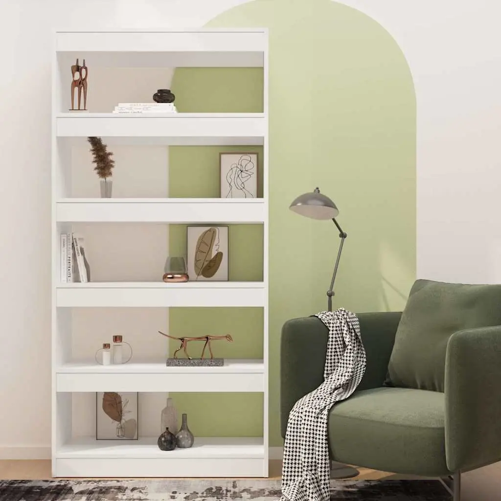 Book Cabinet Engineered Wood 80x30x166cm White Room Divider Storage