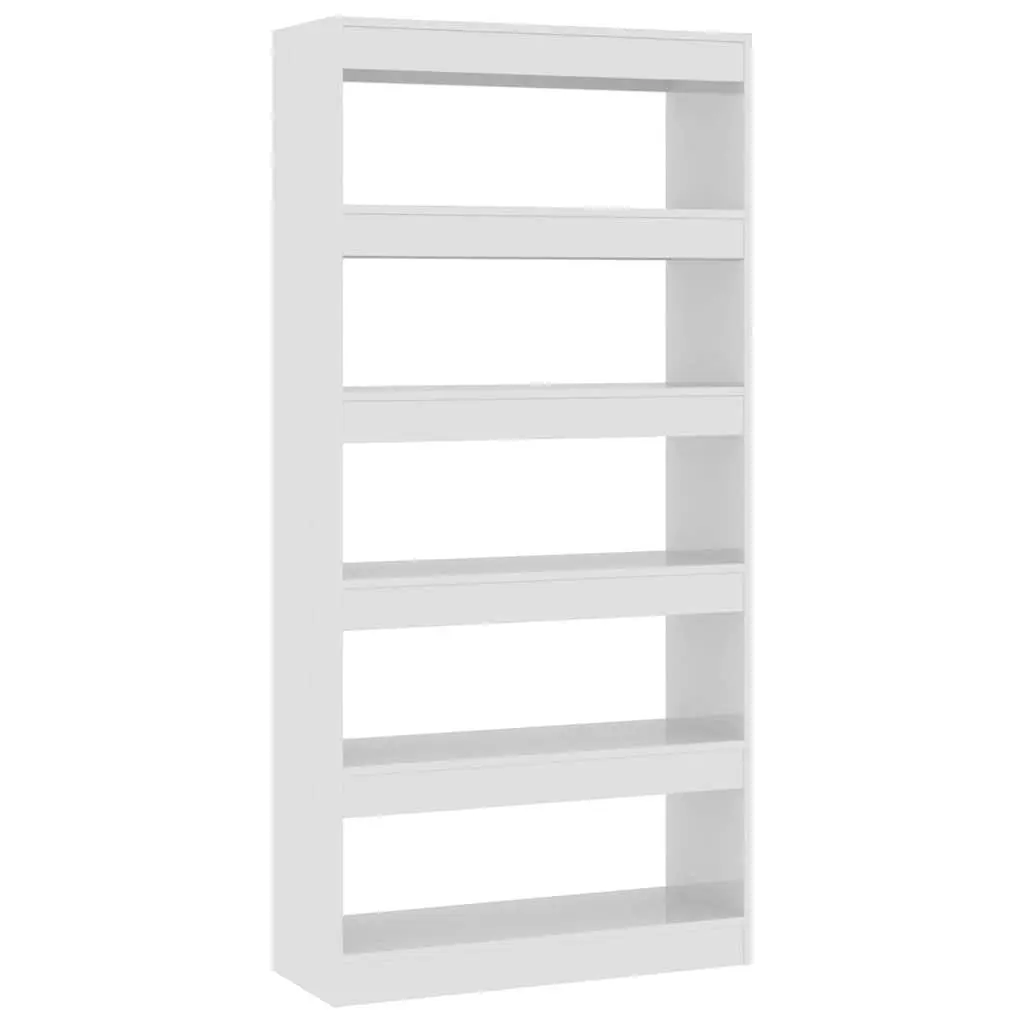 Room Divider Book Cabinet Engineered Wood Storage Organiser 80cm Width 30cm Depth 166cm Height White High Gloss