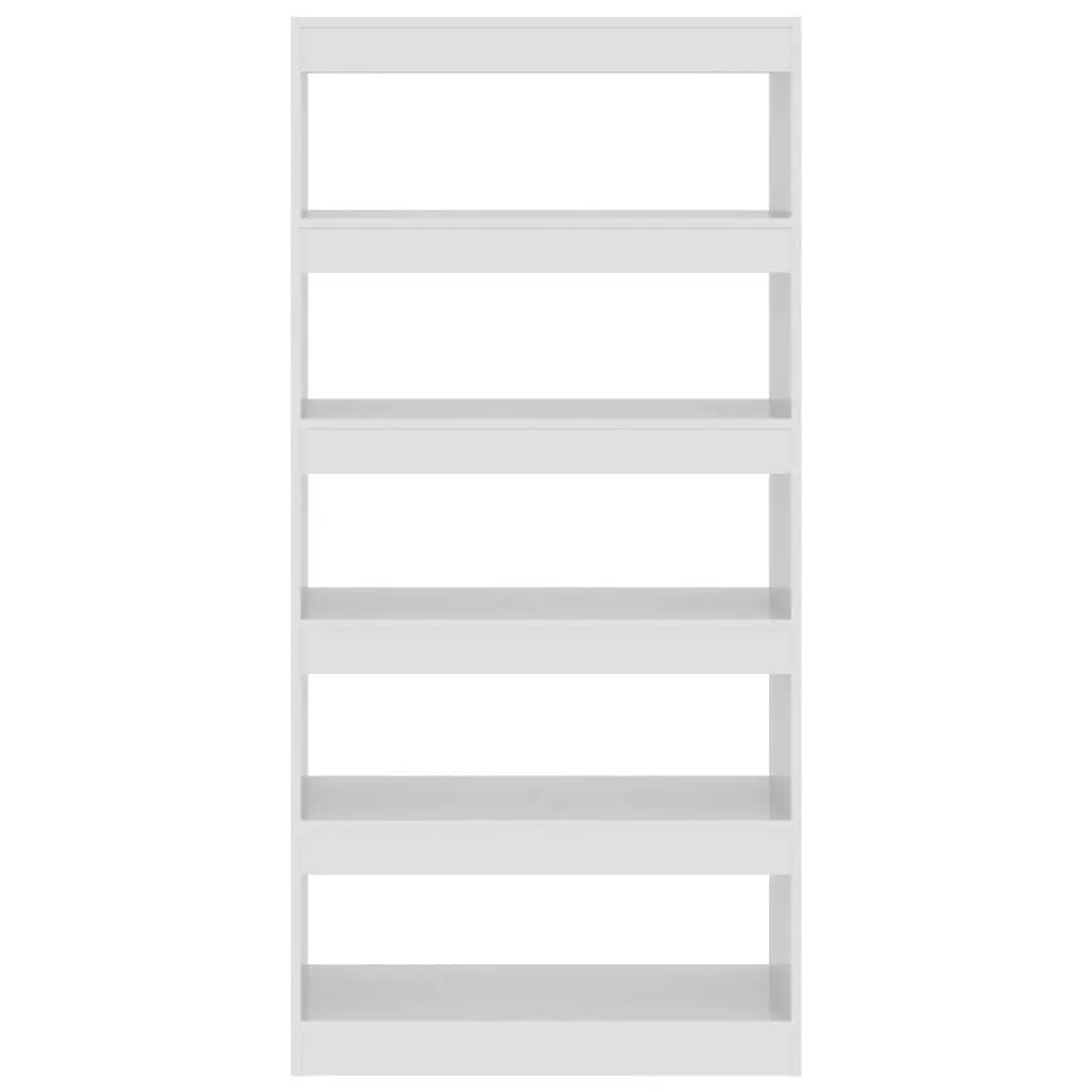 Room Divider Book Cabinet Engineered Wood Storage Organiser 80cm Width 30cm Depth 166cm Height White High Gloss