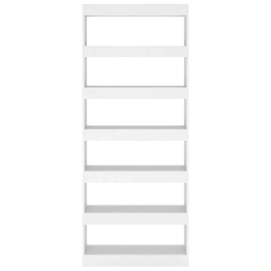 White Engineered Wood Book Cabinet 80x30x198cm Storage Room Divider Shelf