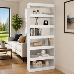 Room Divider Book Cabinet - Practical High Gloss White