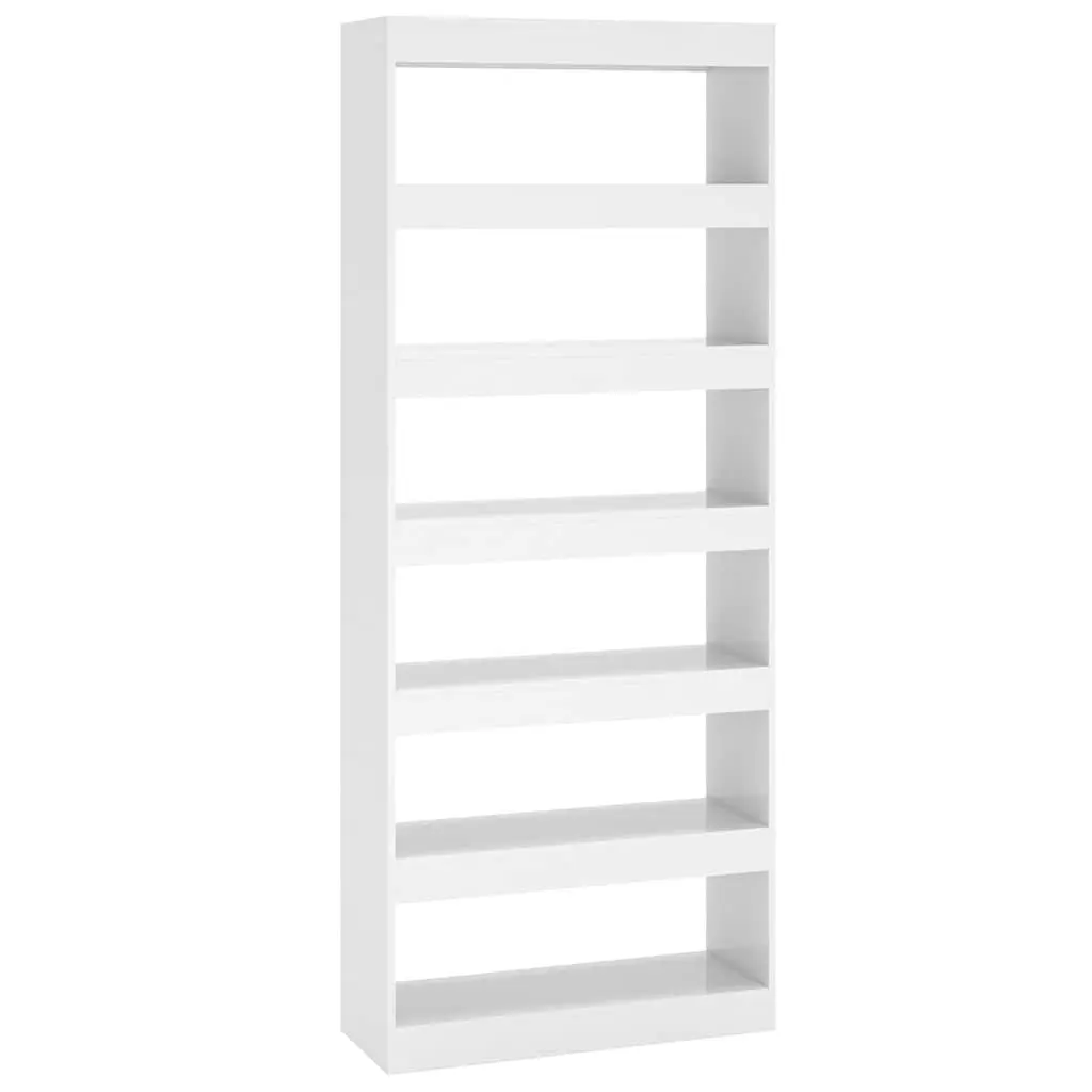 Book Cabinet Engineered Wood 80x30x198 cm High Gloss White Standing Bookshelf Room Divider