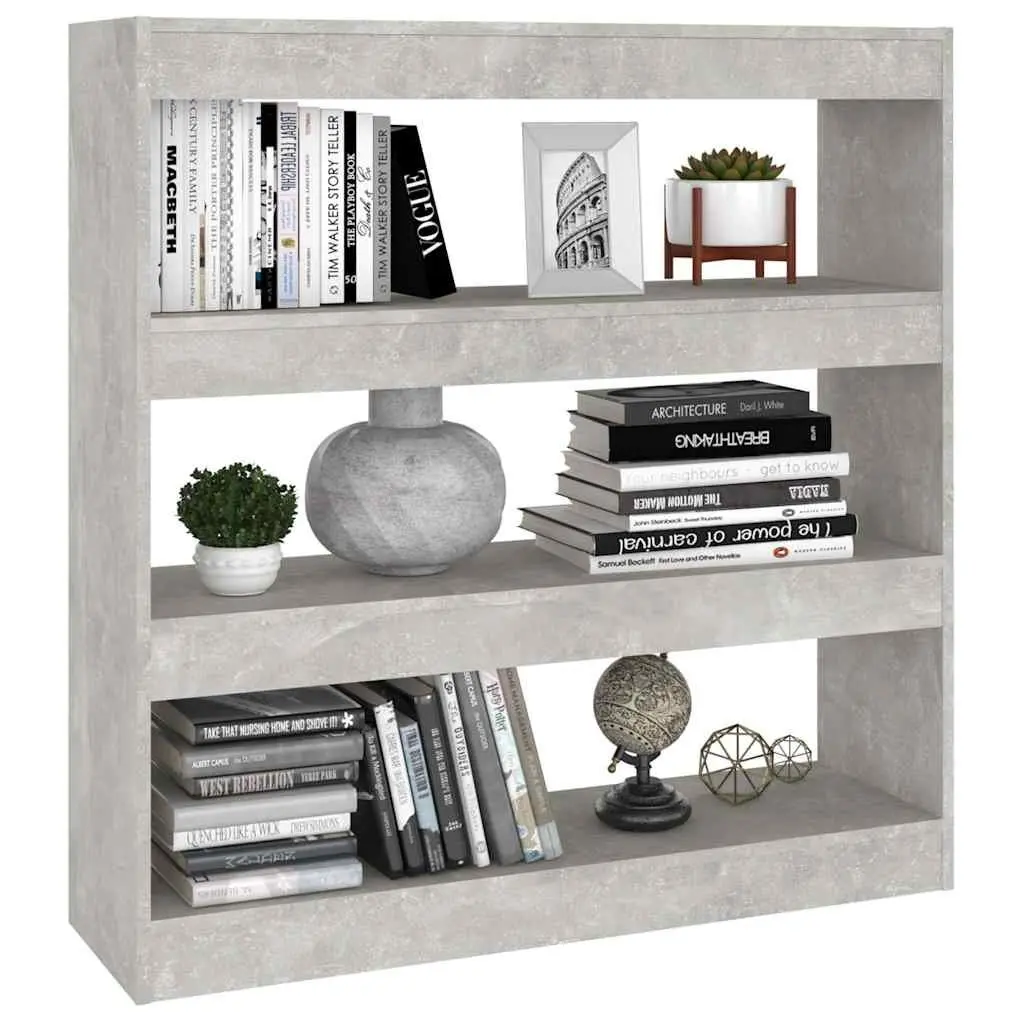 Book Cabinet Room Divider Grey Storage Shelf 100W x 30D x 103H cm