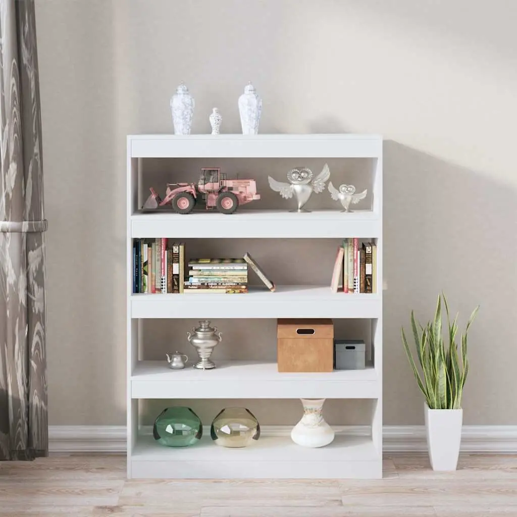 Book Cabinet White Room Divider Shelving Unit Storage Bookcase 100W x 30D x 135H cm