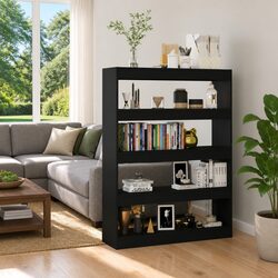 Book Cabinet Room Divider Black Storage Shelving Unit Bookshelf Organiser