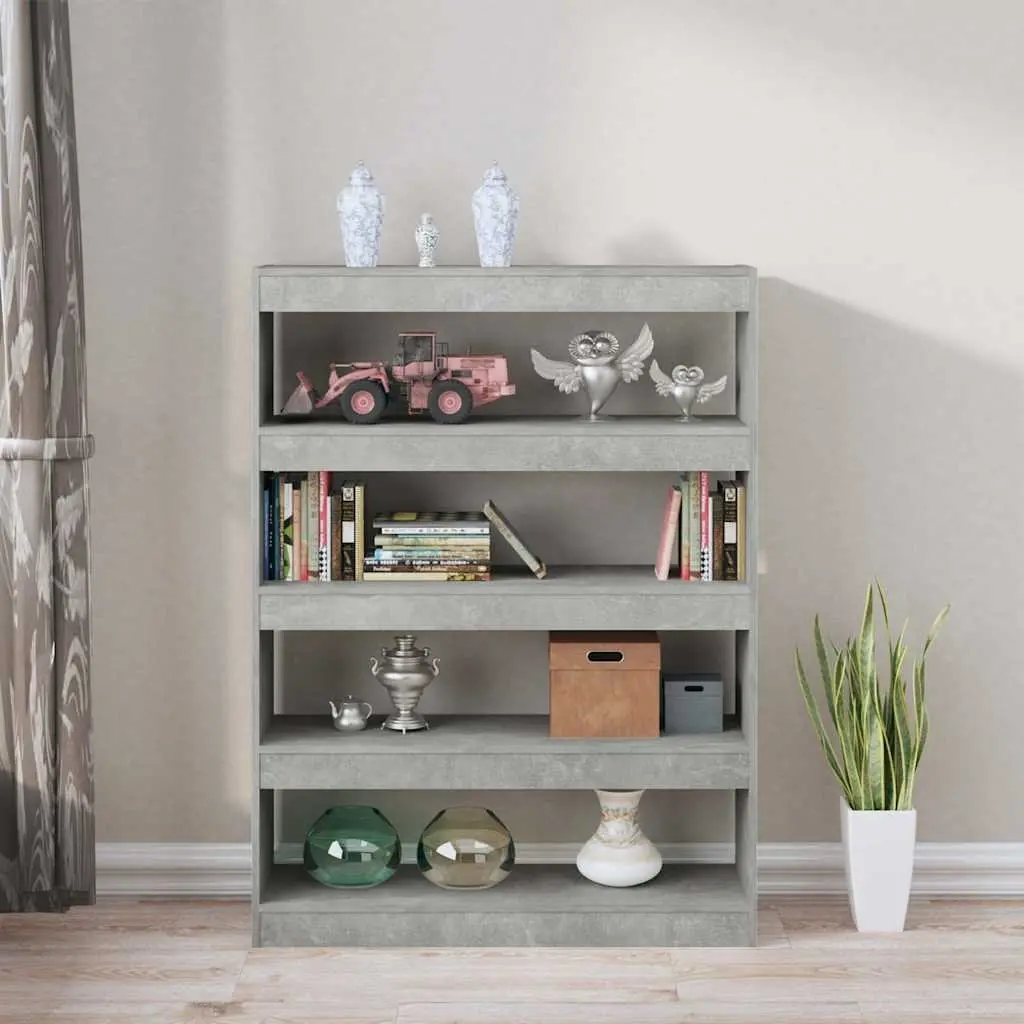 Book Cabinet Grey Shelving Unit Room Divider Storage Bookcase 100W x 30D x 135H cm