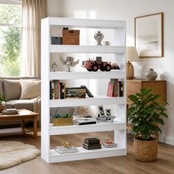 Practical White Wooden Book Cabinet for Home Use 100x30x166cm