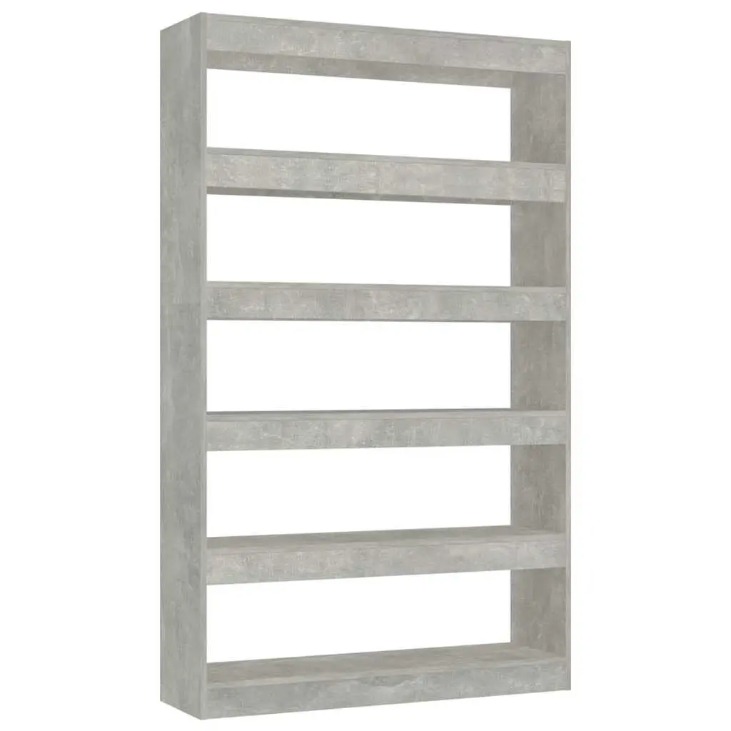 Book Cabinet Wooden Standing Shelf Storage Organizer Room Divider 100W x 30D x 166H cm Concrete Grey