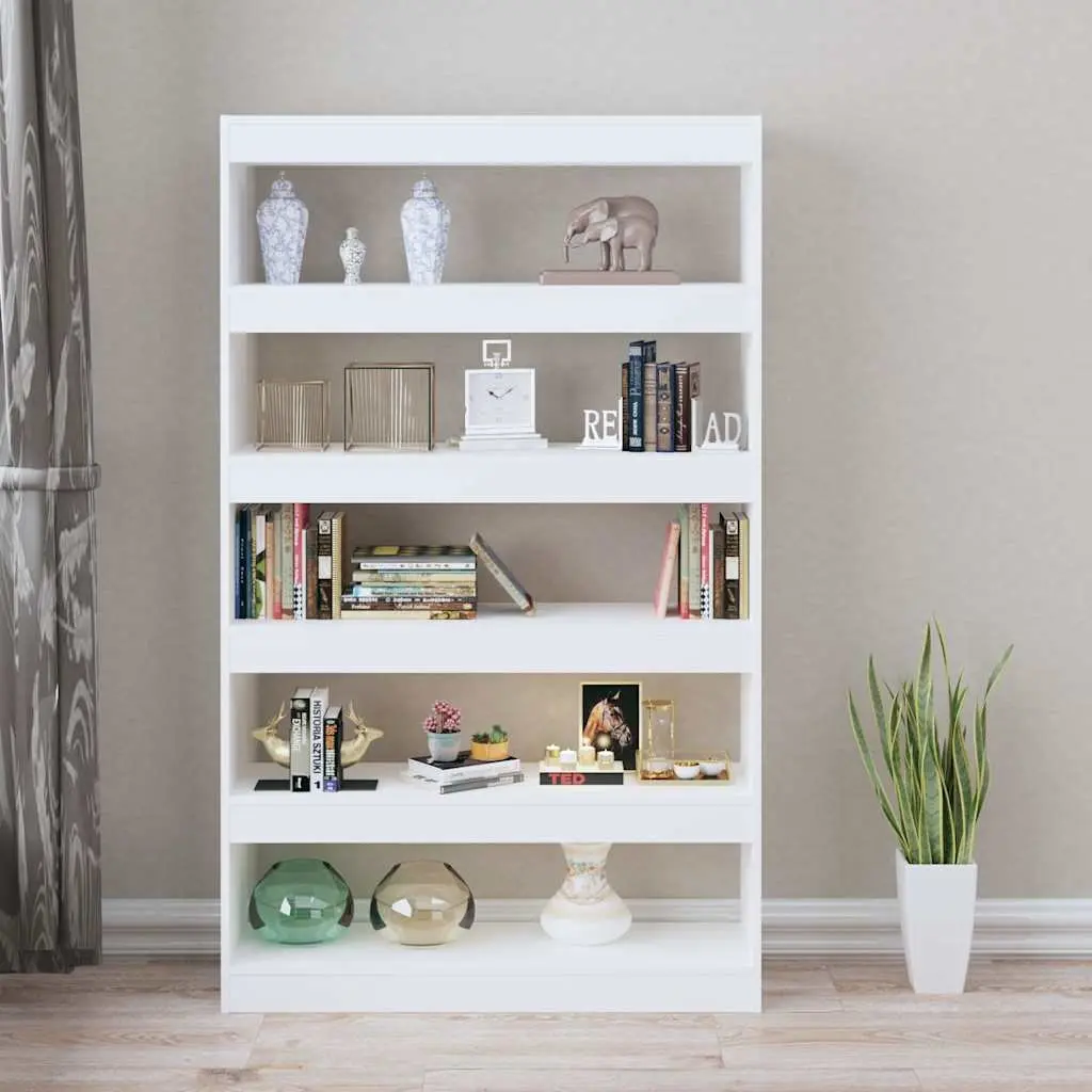 Book Cabinet Wooden High Gloss White 100 x 30 x 166 cm Shelving Storage Bookshelf
