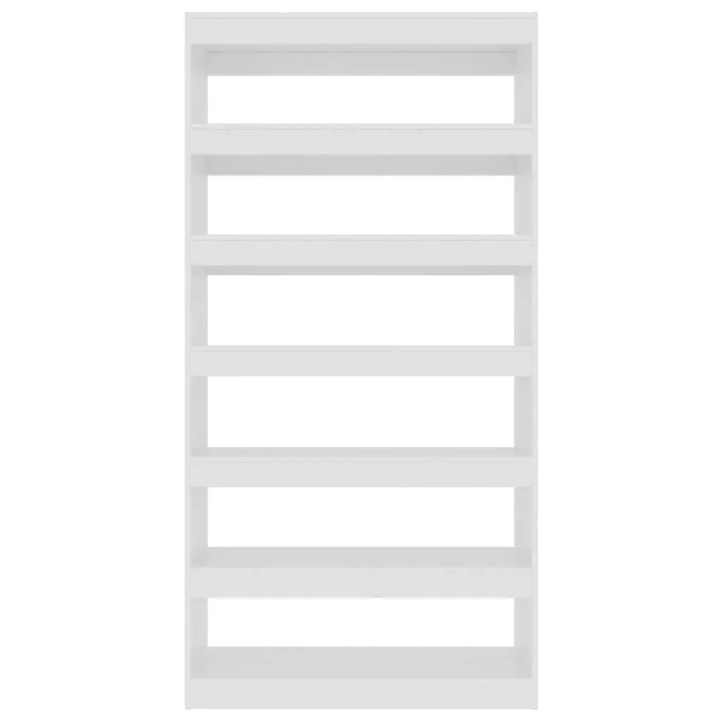 Book Cabinet Room Divider Engineered Wood High Gloss White Tall Standing Shelving Unit