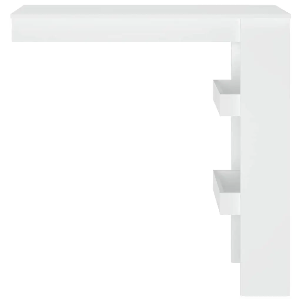 Wall-Mounted Table Engineered Wood White 102x45x1035cm Kitchen Dining Storage Compartments