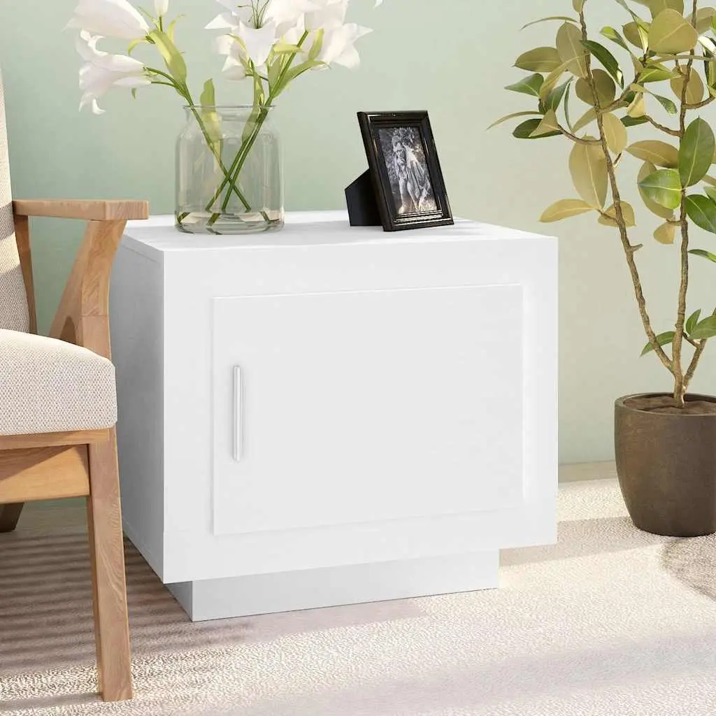 White Coffee Table Engineered Wood Storage Cabinet 51W x 50D x 45H cm Living Room Accent Furniture