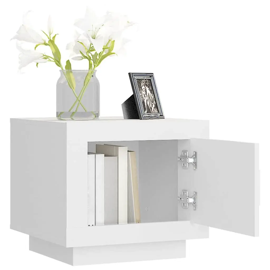 White Coffee Table Engineered Wood Storage Cabinet 51W x 50D x 45H cm Living Room Accent Furniture