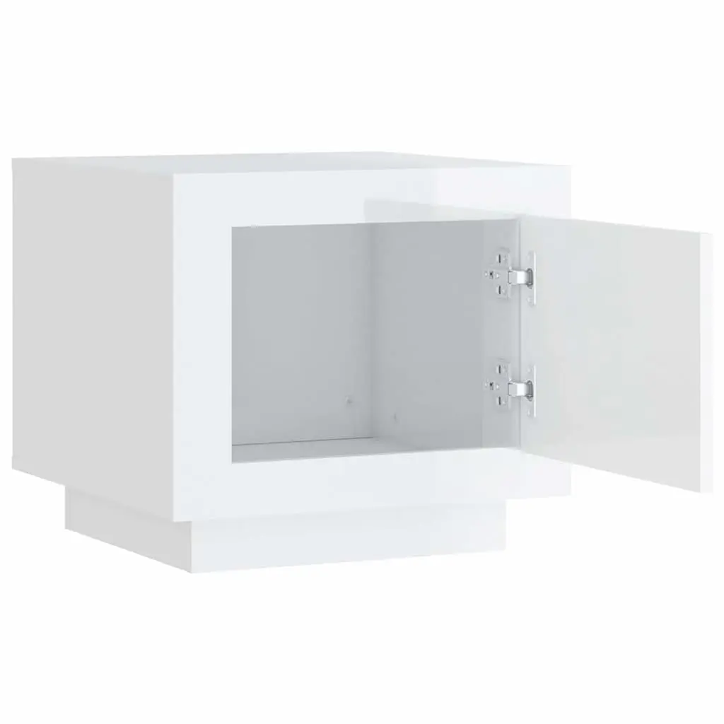 Coffee Table Engineered Wood 51 x 50 x 45 cm High Gloss White Storage with Door