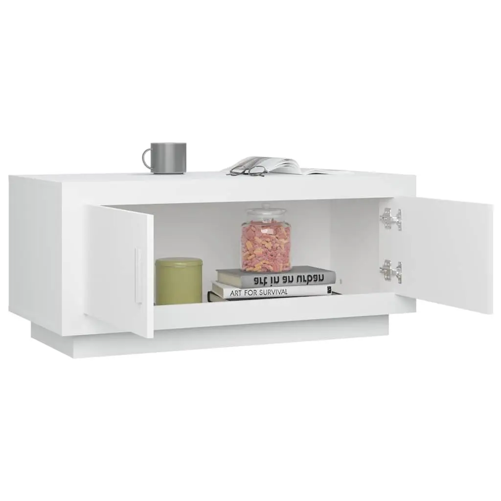 Coffee Table Engineered Wood 102 x 50 x 45 cm White with Storage Doors