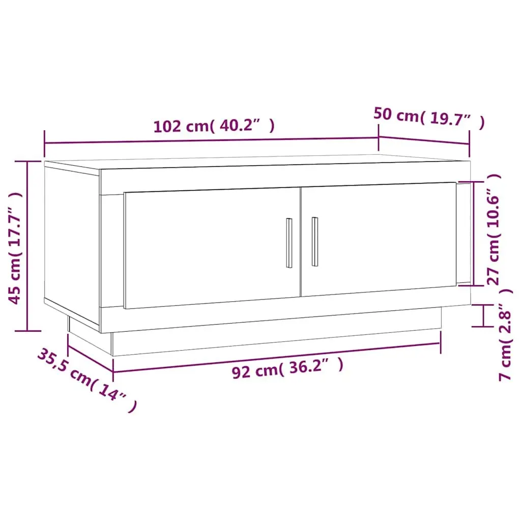 Coffee Table Engineered Wood 102 x 50 x 45 cm White with Storage Doors