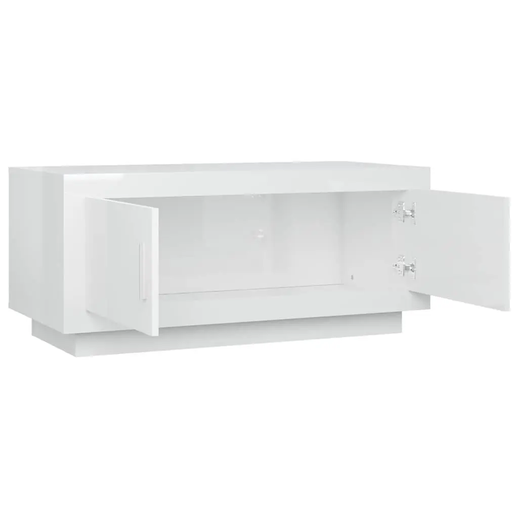 Coffee Table White High Gloss Storage 2 Door Accent Living Room Furniture
