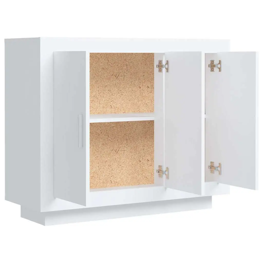 Sideboard Engineered Wood 92 x 35 x 75 cm White Storage Cabinet with Doors and Shelves for Living Room Bedroom Furniture