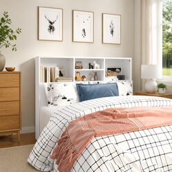 Practical 120cm White Headboard Cabinet for Your Bedroom