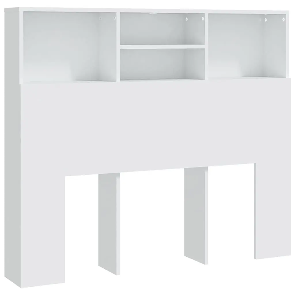 Headboard Cabinet White 120cm Bedroom Wall Storage Organiser with Compartments