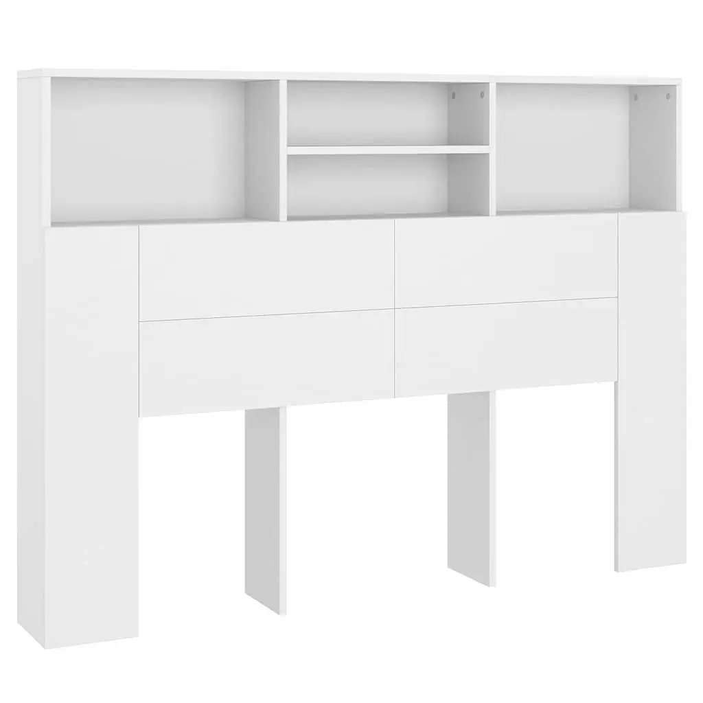 Headboard Cabinet Engineered Wood White Wall-Mounted Bedroom Storage Bookcase 140 x 19 x 103.5 cm