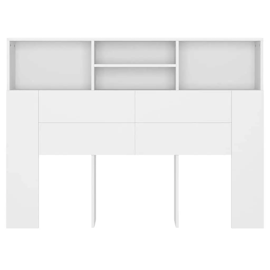 Headboard Cabinet Engineered Wood White Wall-Mounted Bedroom Storage Bookcase 140 x 19 x 103.5 cm