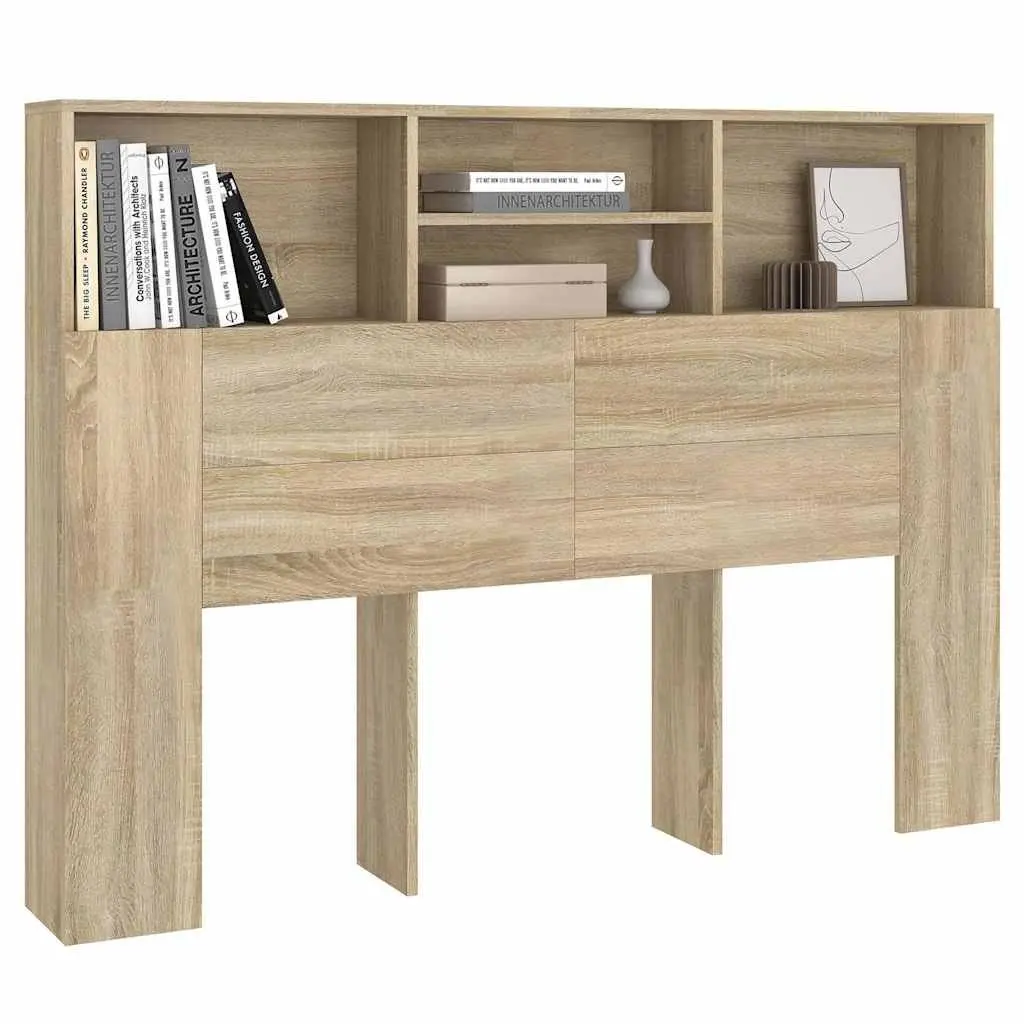 Headboard Cabinet Engineered Wood Wall-Mounted 140 x 19 x 103.5 cm Brown