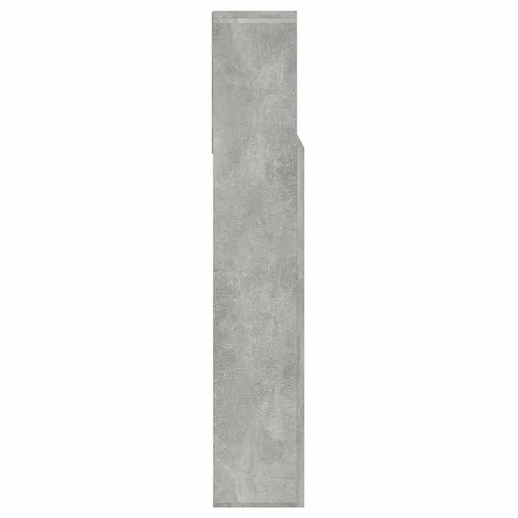 Storage Cabinet Headboard Engineered Wood 140cm Grey Bedroom Wall Organizer with Compartments