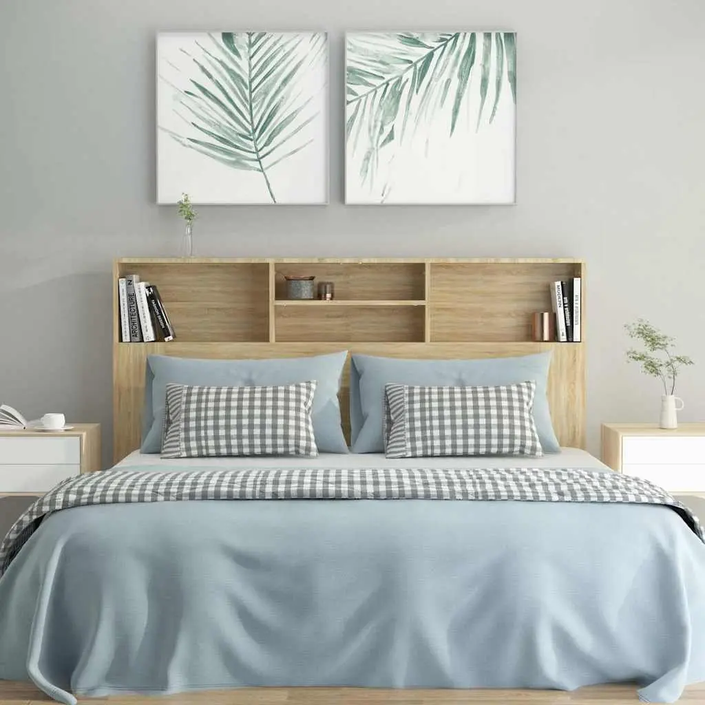 Headboard Cabinet Brown 160cm Bed Storage Bedroom Furniture Wall Mount