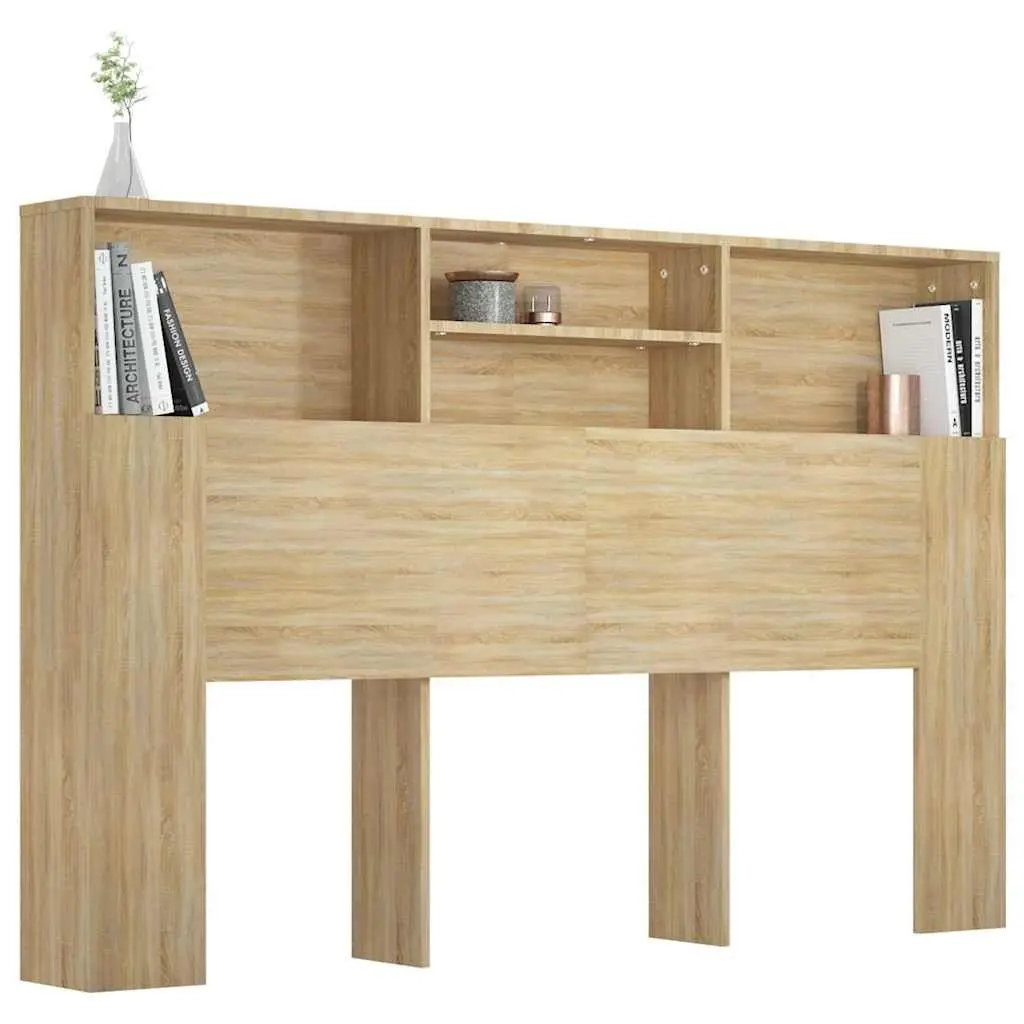 Headboard Cabinet Brown 160cm Bed Storage Bedroom Furniture Wall Mount