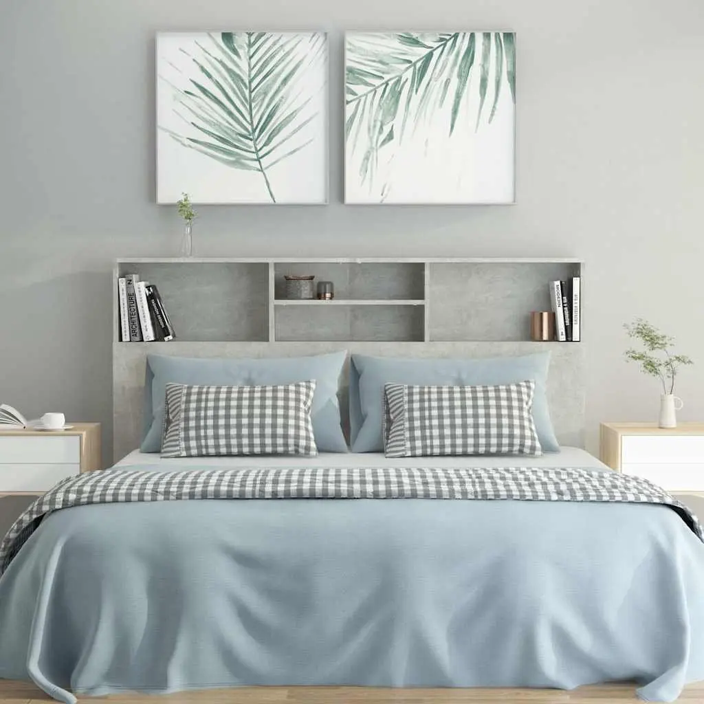 Grey Headboard Cabinet for Space-Saving Storage