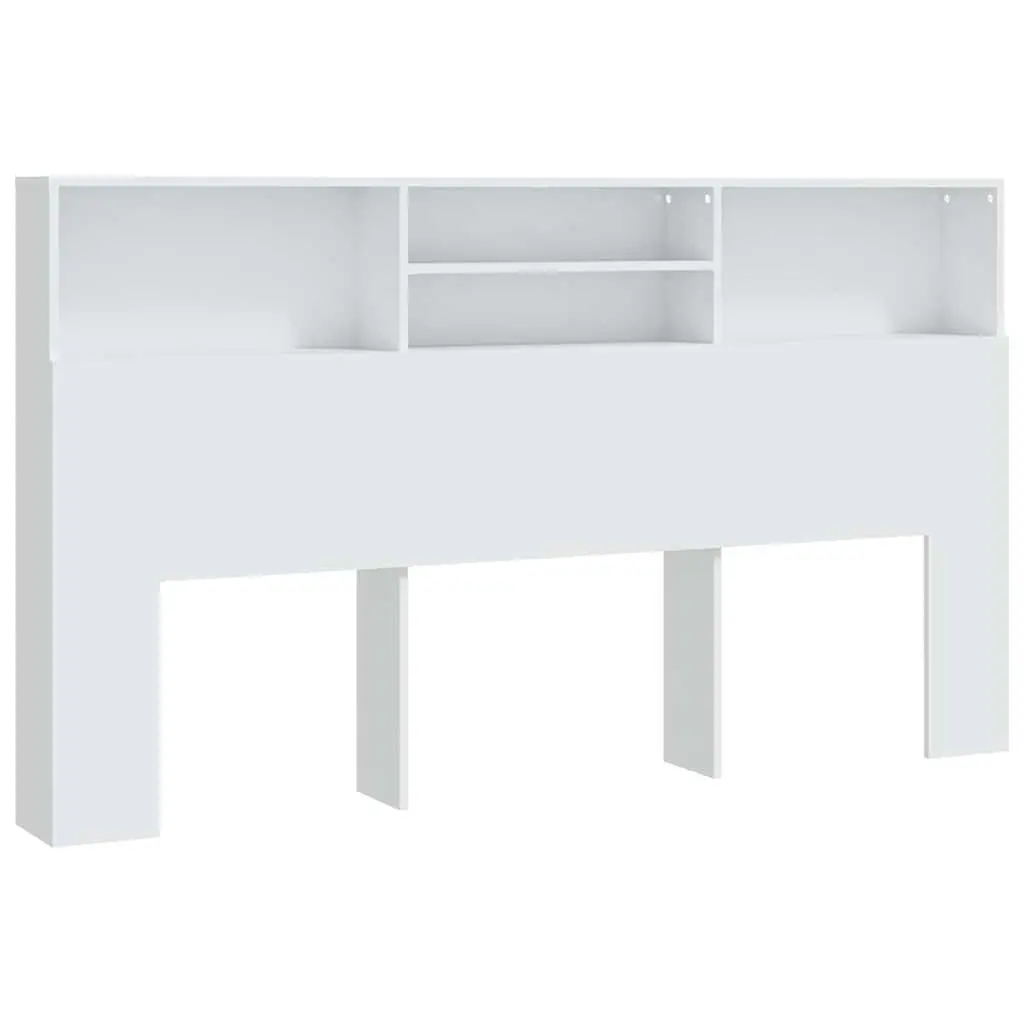 Headboard Cabinet Engineered Wood 180cm White Wall Mounted Storage Bookcase