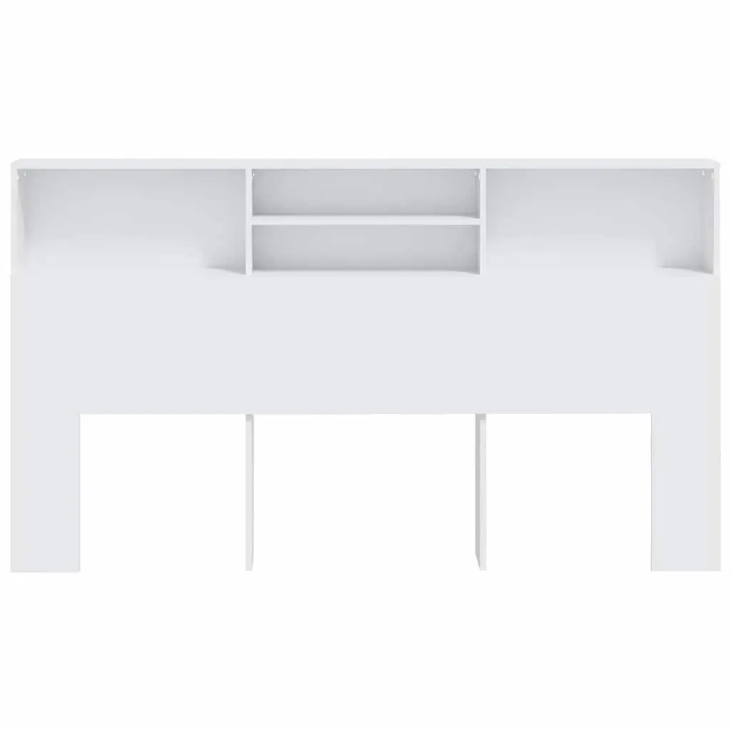 Headboard Cabinet Engineered Wood 180cm White Wall Mounted Storage Bookcase