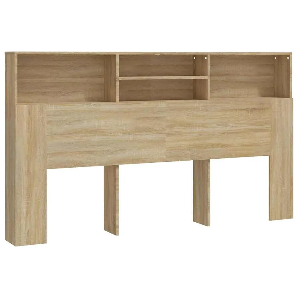 Brown Headboard Bedroom Storage Cabinet 180cm Engineered Wood with Compartments