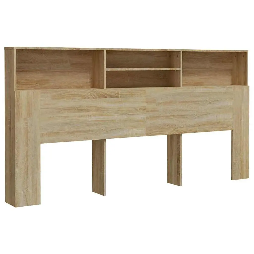 Headboard Cabinet Engineered Wood 200cm Brown Sonoma Oak Bedroom Storage Furniture