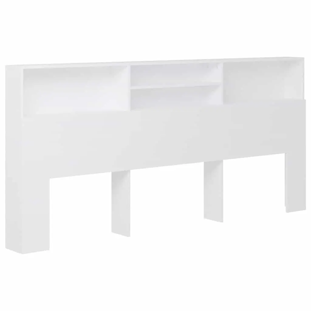 Headboard Cabinet Engineered Wood 220 cm White Wall Mounted Storage Bedroom Furniture