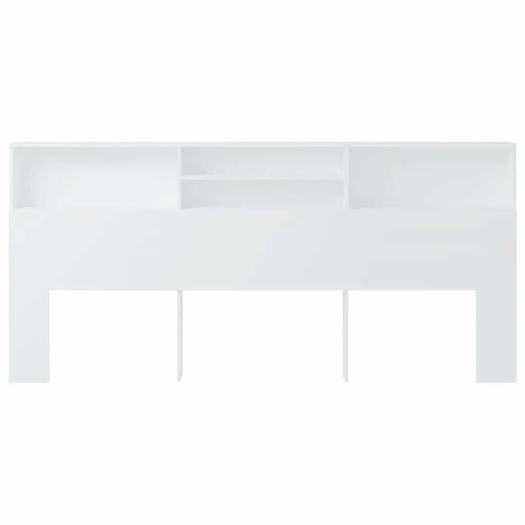 Headboard Cabinet Engineered Wood 220 cm White Wall Mounted Storage Bedroom Furniture