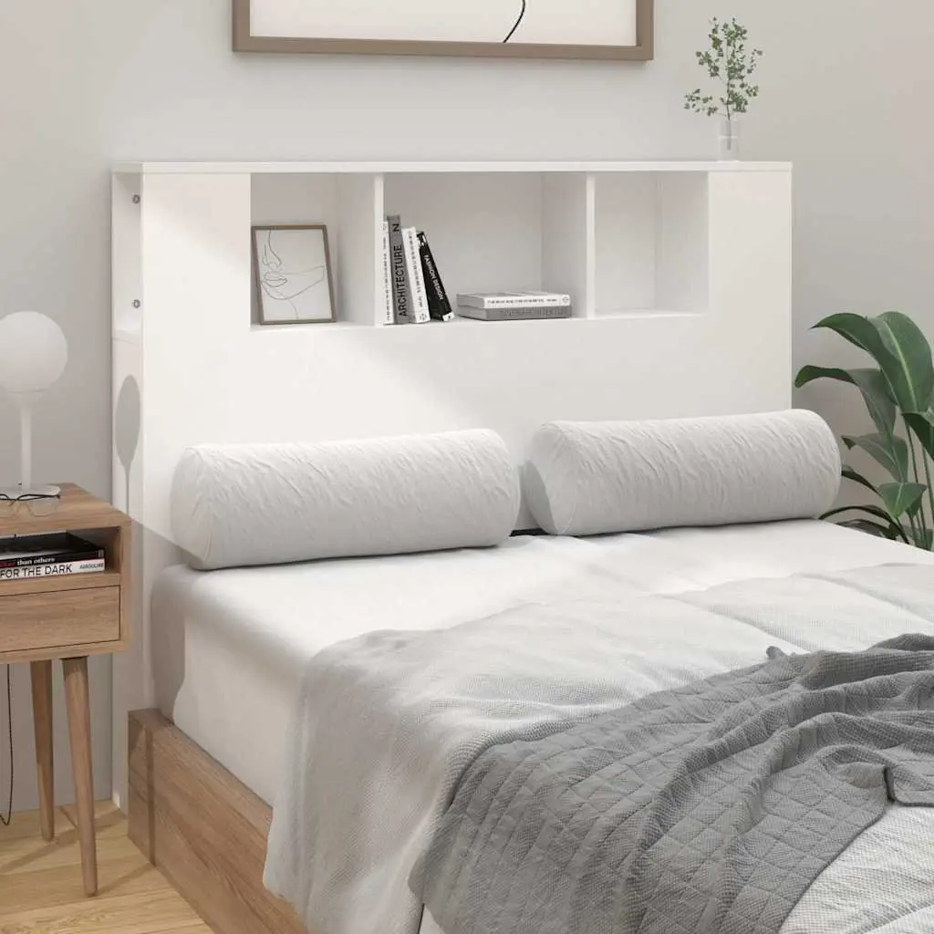 White Headboard Cabinet Wall Mount Bedroom Storage 120cm Five Compartments