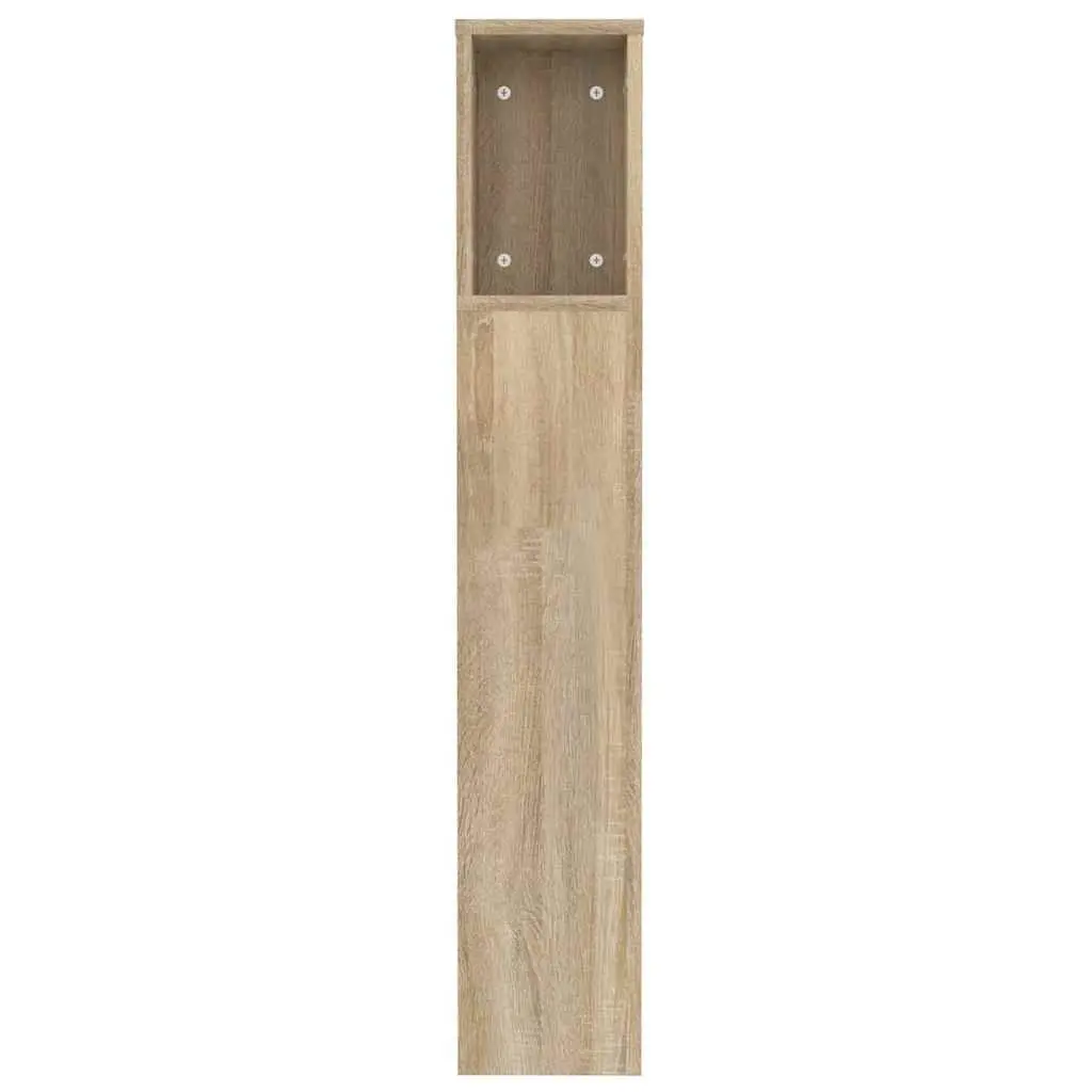 120cm Wall-Mounted Bookcase Headboard Cabinet Brown Engineered Wood Storage with Five Compartments for Bedroom Organization
