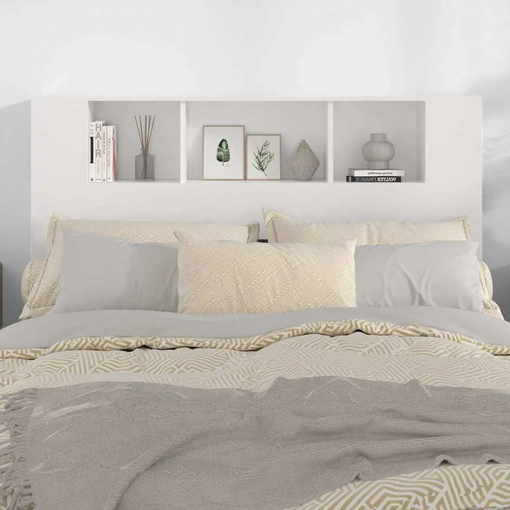 Headboard Cabinet White 140cm Wall Mount Bedroom Storage Bookcase Organiser