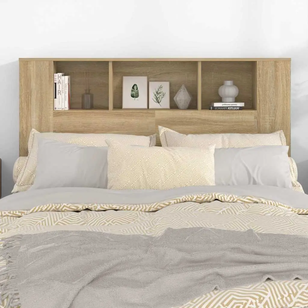 Headboard Cabinet Wall-Mounted Engineered Wood 140cm Brown Oak
